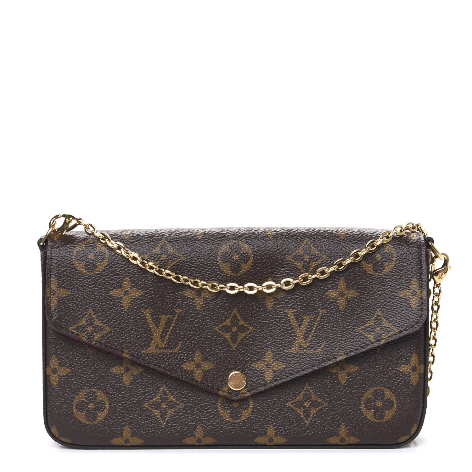 Louis Vuitton Monogram Pochette Felicie Chain Wallet Fuchsia 1 of 10