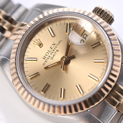 Rolex Stainless Steel 18K Yellow Gold 26mm Oyster Perpetual Date Watch Champagne 69173 5 of 7