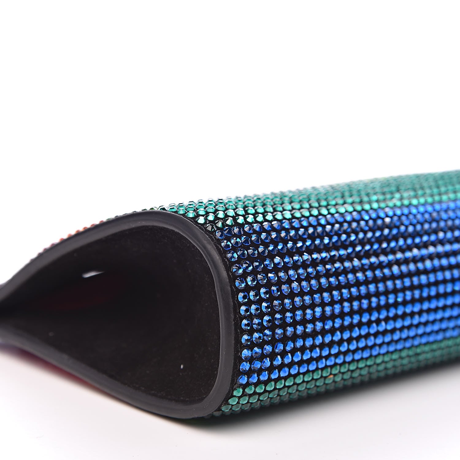Christian Louboutin Suede Crystal Strass Small Palmette Clutch Rainbow 7 of 12