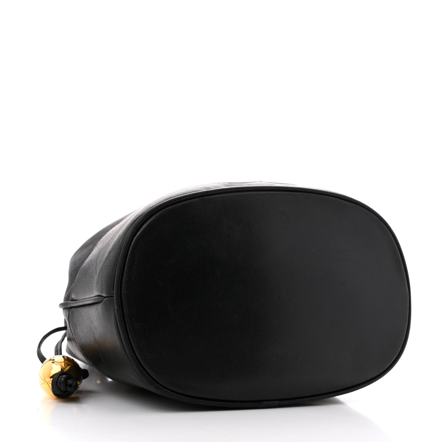 Chanel Lambskin CC Stitched Drawstring Bucket Bag Black 4 of 14