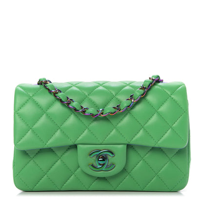 Chanel Lambskin Quilted Mini Rectangular Flap Green Blue 1 of 10