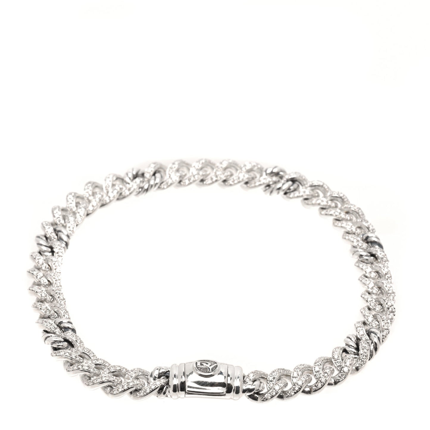 Sterling Silver Diamond Petite Pave Curb Link Bracelet