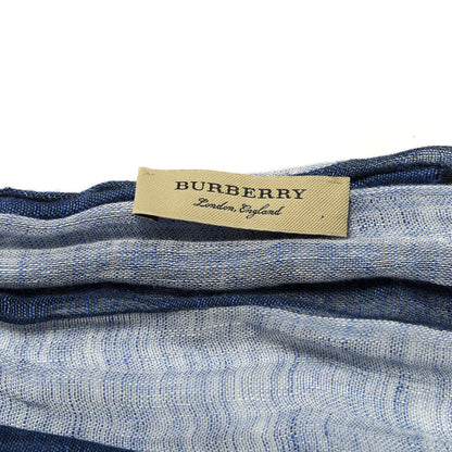 Burberry Wool Silk Gauze Giant Check Scarf Navy 3 of 4