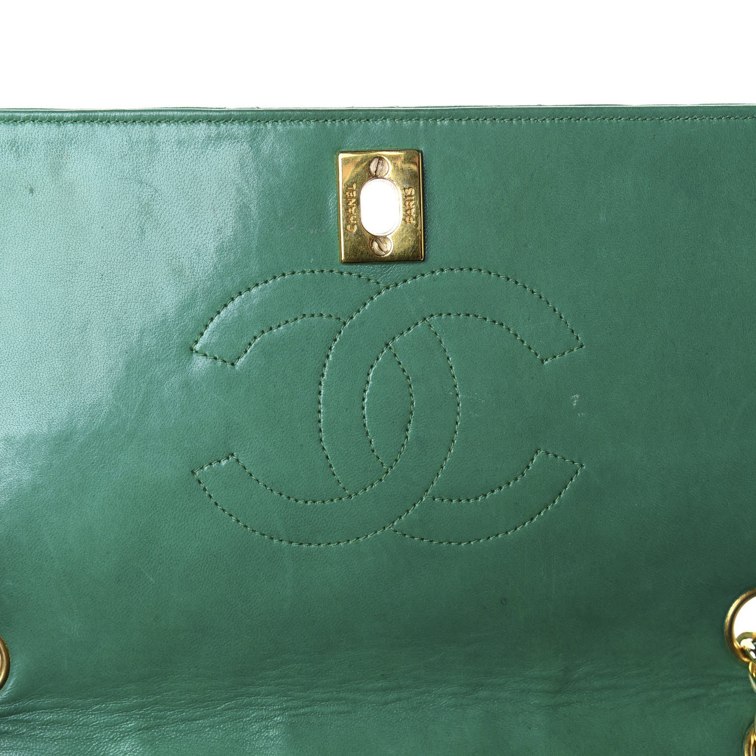 Chanel Lambskin Quilted Medium Single Flap Green 8 of 13