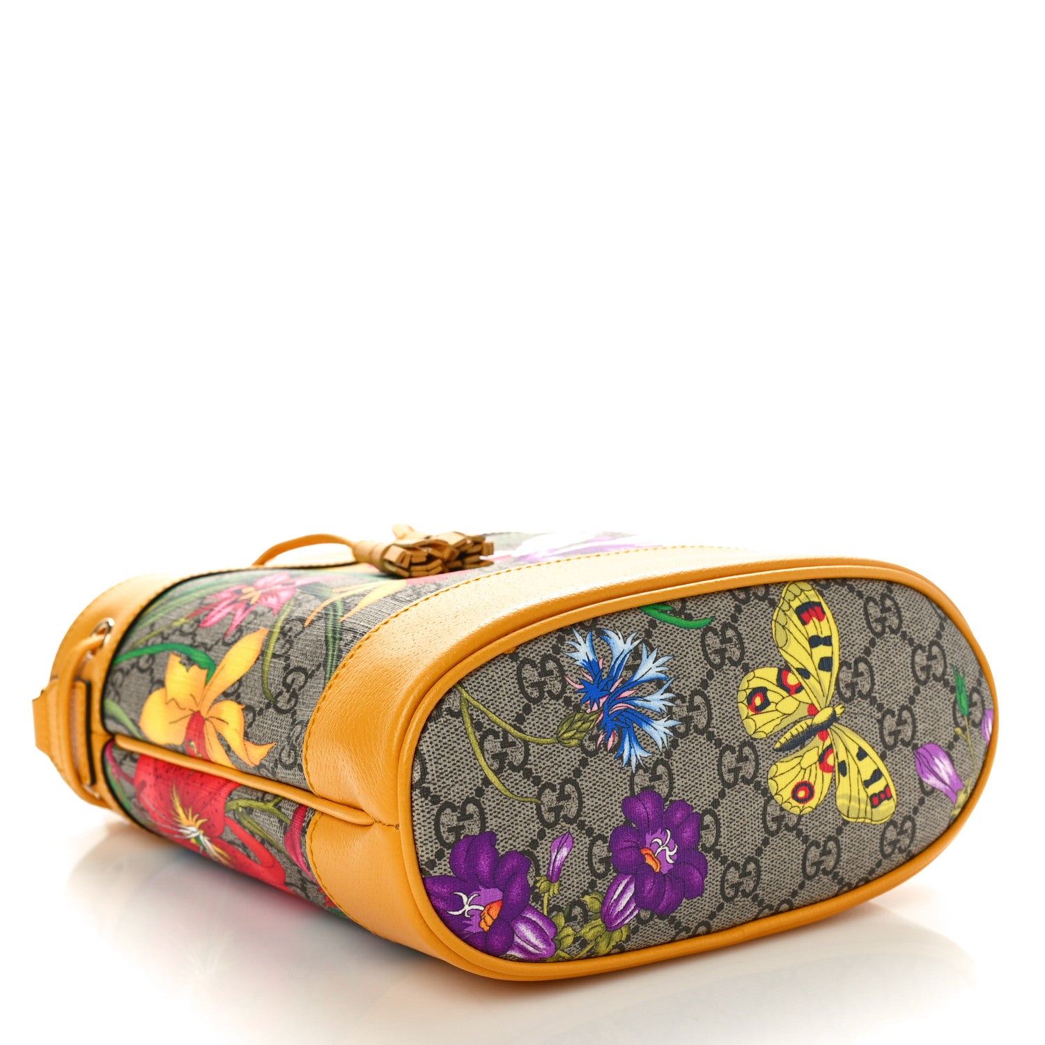 Gucci GG Supreme Monogram Flora Small Ophidia Bucket Bag Beige Multicolor Crop 4 of 11