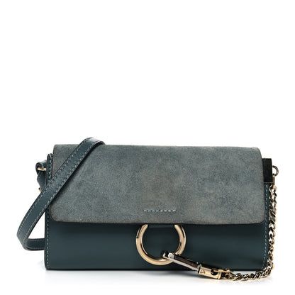 Chloe Suede Calfskin Mini Faye Shoulder Bag Cloudy Blue 1 of 12