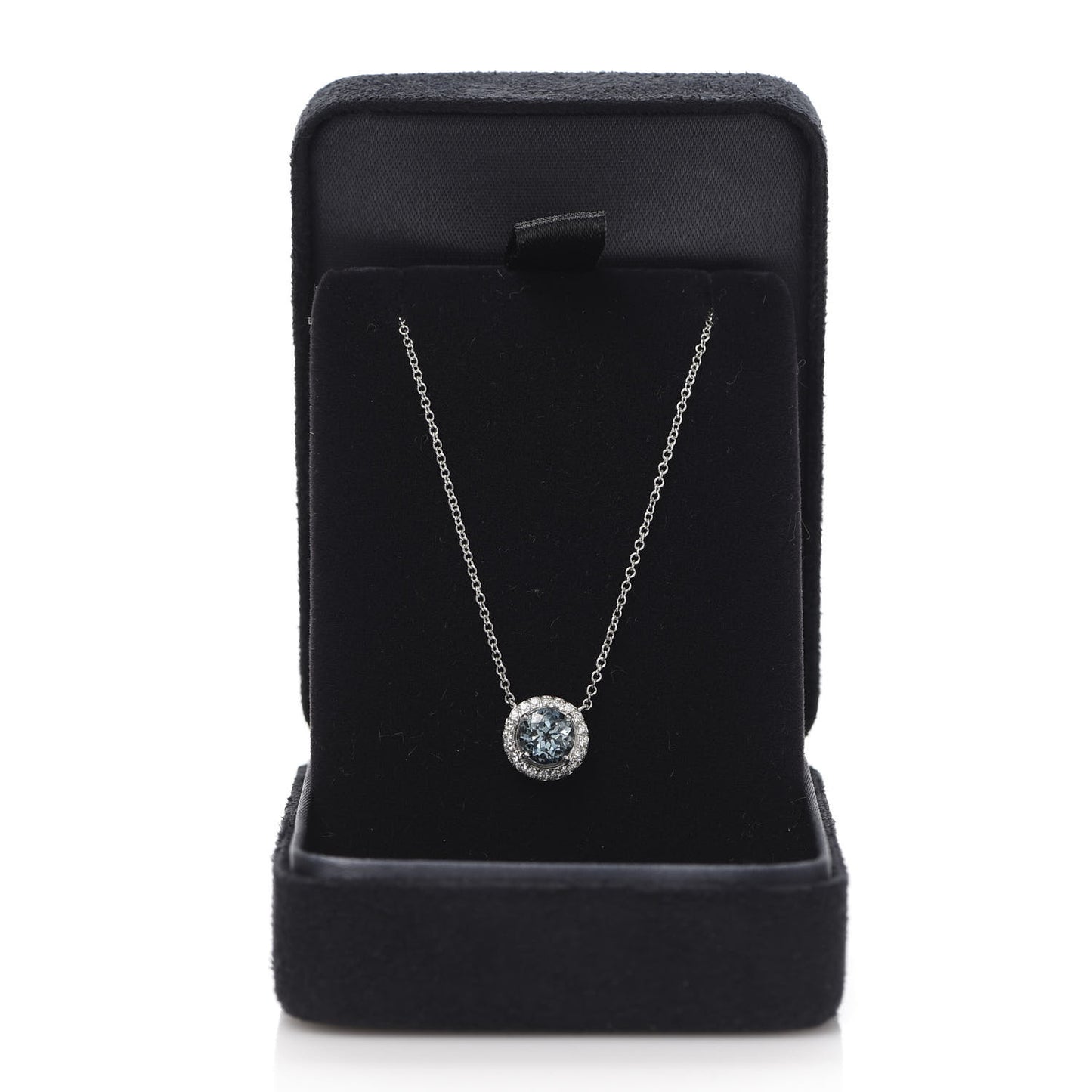 Platinum Diamond Aquamarine Soleste Pendant Necklace