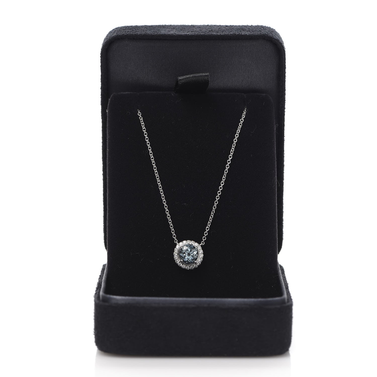 Tiffany Platinum Diamond Aquamarine Soleste Pendant Necklace 6 of 6