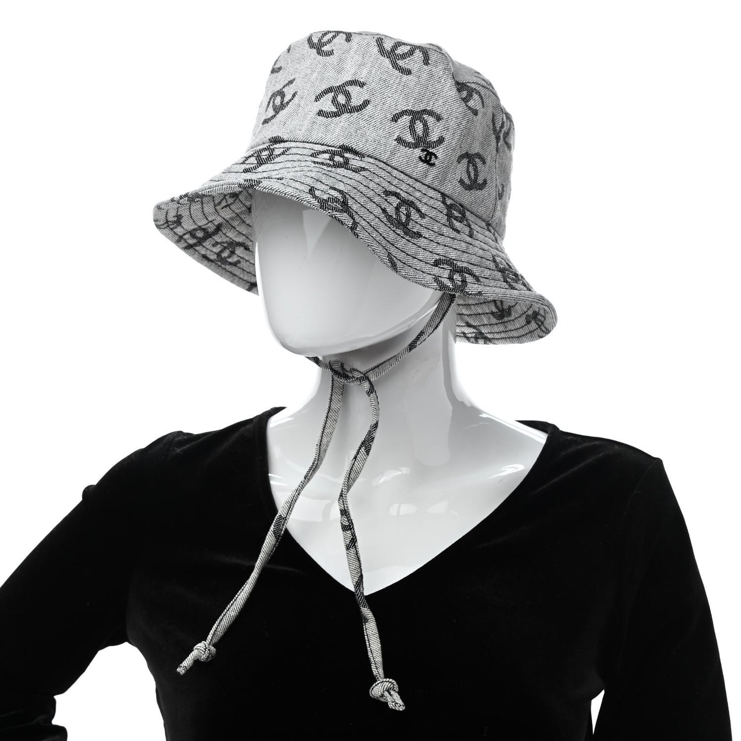 Denim CC Bucket Hat M White Black