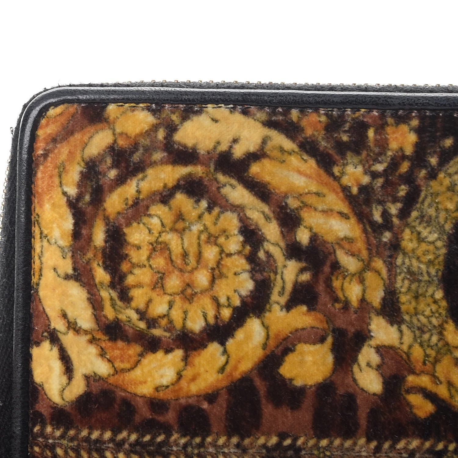 Versace Felt Barocco Print Zip Around Wallet Black Gold 11 of 11
