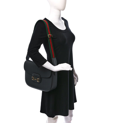 Gucci Azalea Calfskin Web Horsebit 1955 Shoulder Bag Graphite Grey 2 of 9