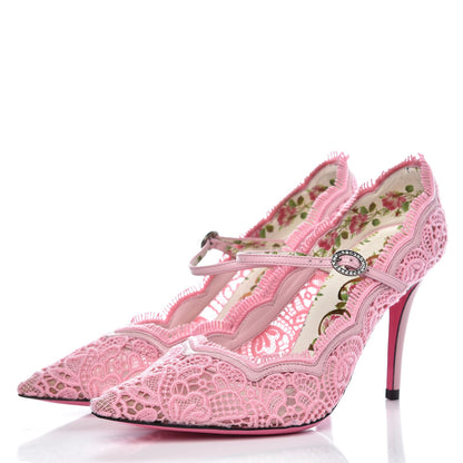 Gucci Lace Pizzo Venice Pumps 36 Sugar Pink 3 of 8
