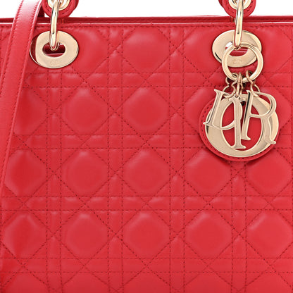 Christian Dior Lambskin Cannage Medium Lady Dior Red 8 of 10