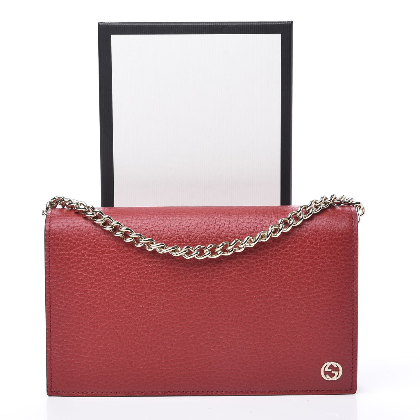 Dollar Calfskin Medium Betty Chain Wallet Red