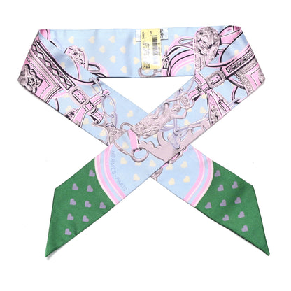 Hermes Silk Brides De Gala Love Twilly Bleu Ciel Parme Vert 1 of 4