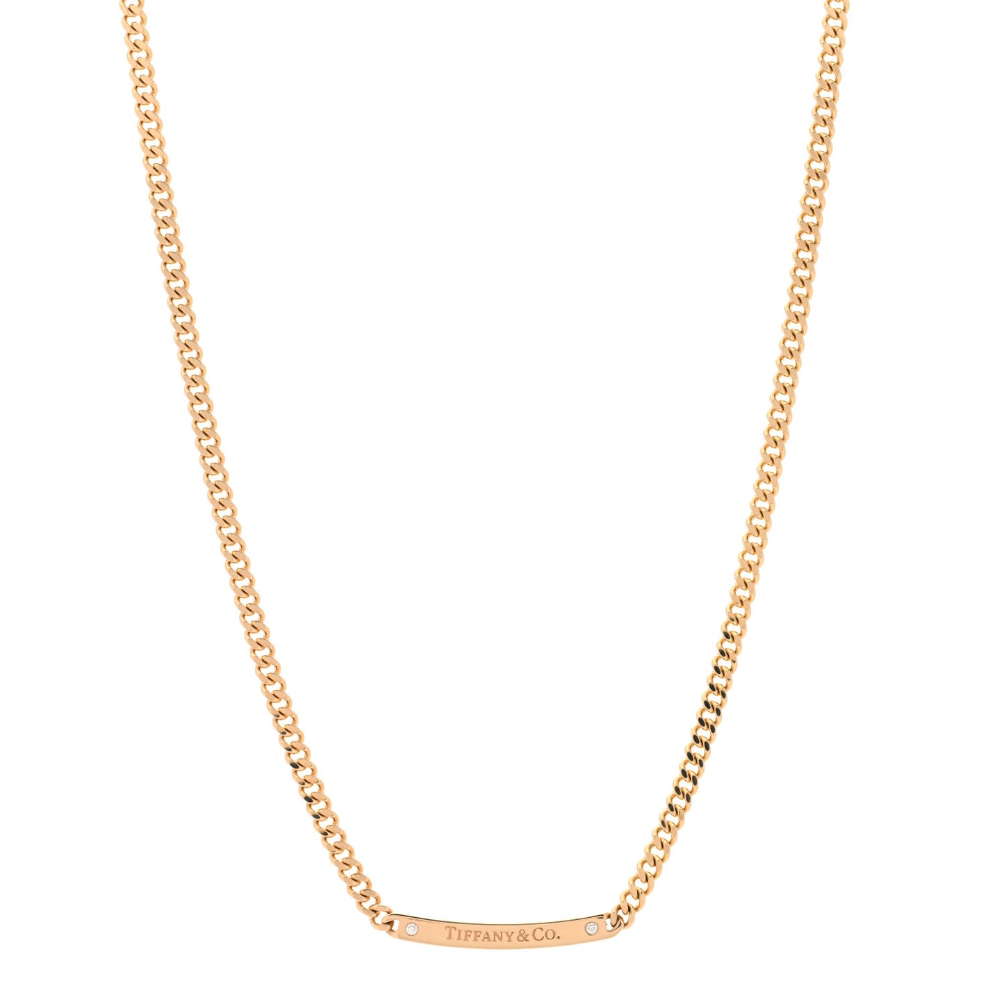 18K Rose Gold Diamond Micro Link ID Chain Necklace