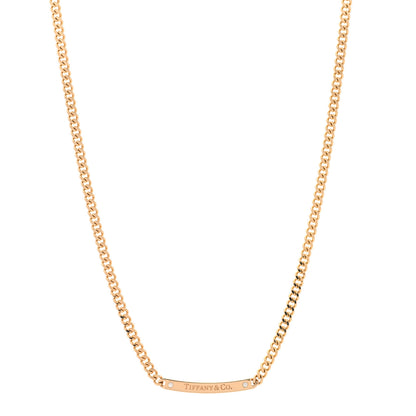 Tiffany 18K Rose Gold Diamond Micro Link ID Chain Necklace 1 of 6
