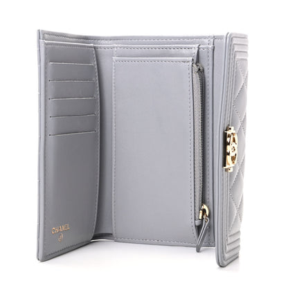 Chanel Lambskin Quilted Small Boy Flap Wallet Gray 5 of 8