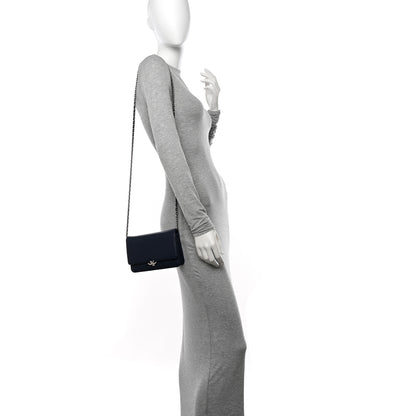 Chanel Grained Calfskin Quilted CC Box Wallet On Chain WOC Navy 2 of 12