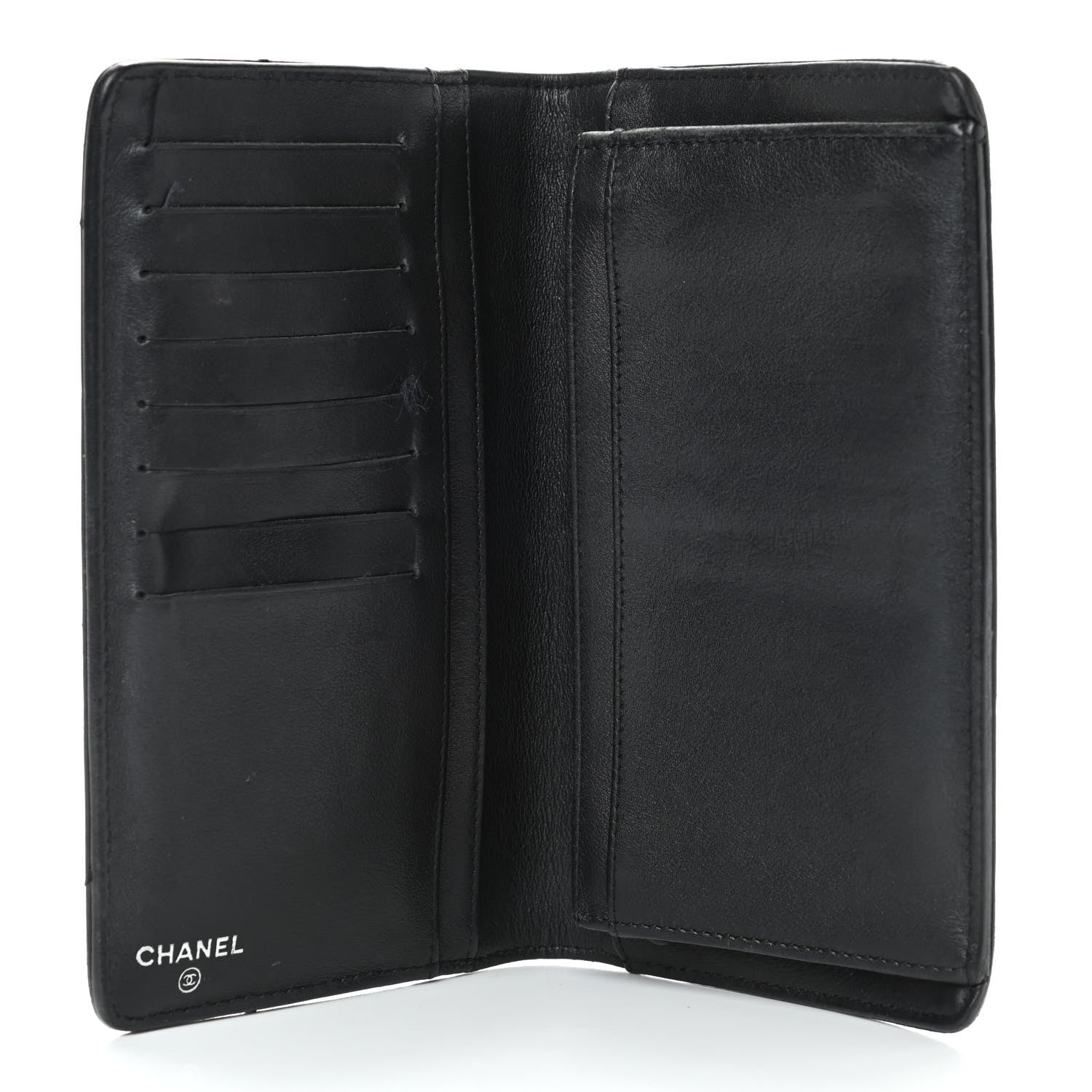 Chanel Lambskin Chevron Quilted CC Yen Wallet Black 5 of 11