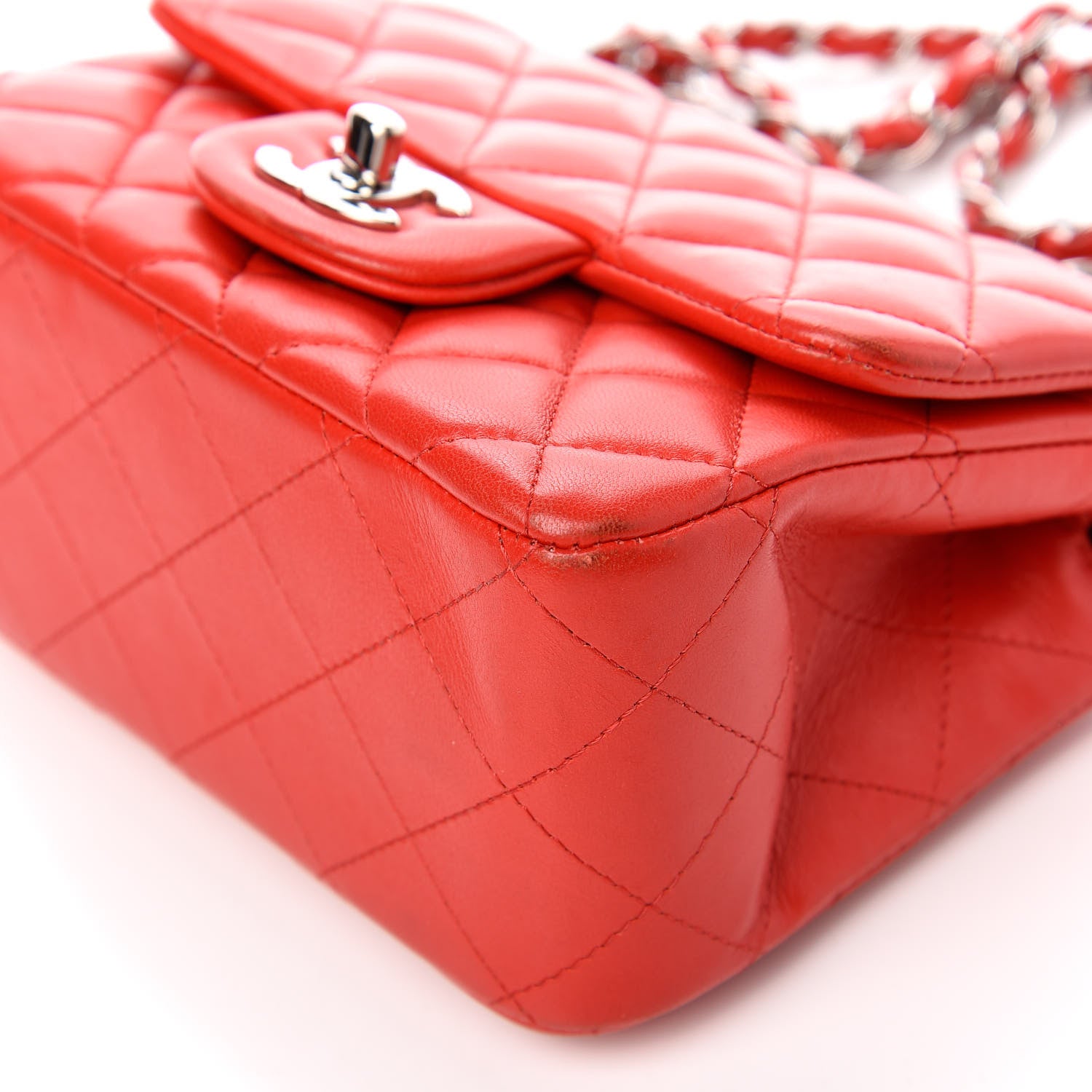 Chanel Lambskin Quilted Mini Square Flap Red 9 of 13