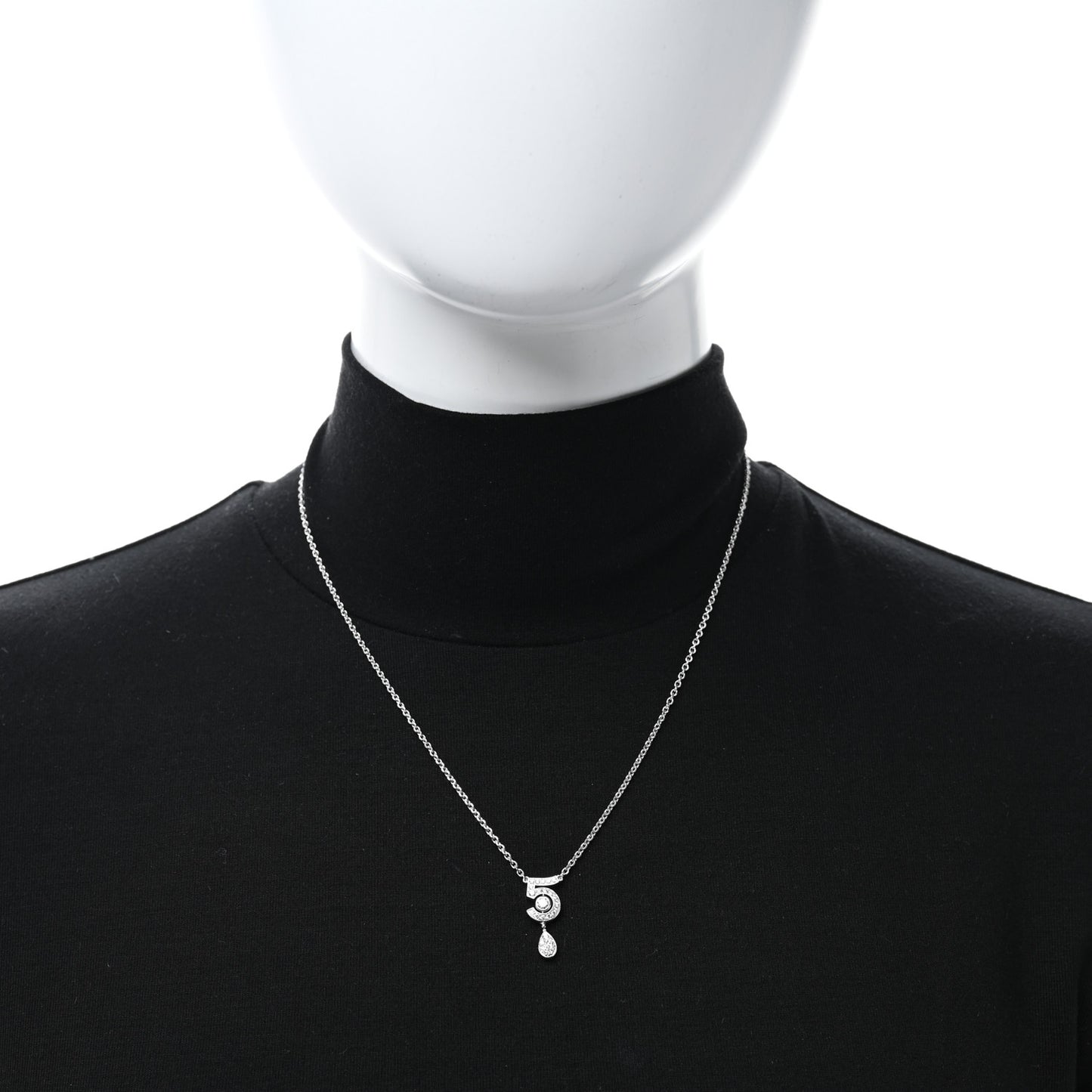 18K White Gold Diamond Eternal No 5 Necklace