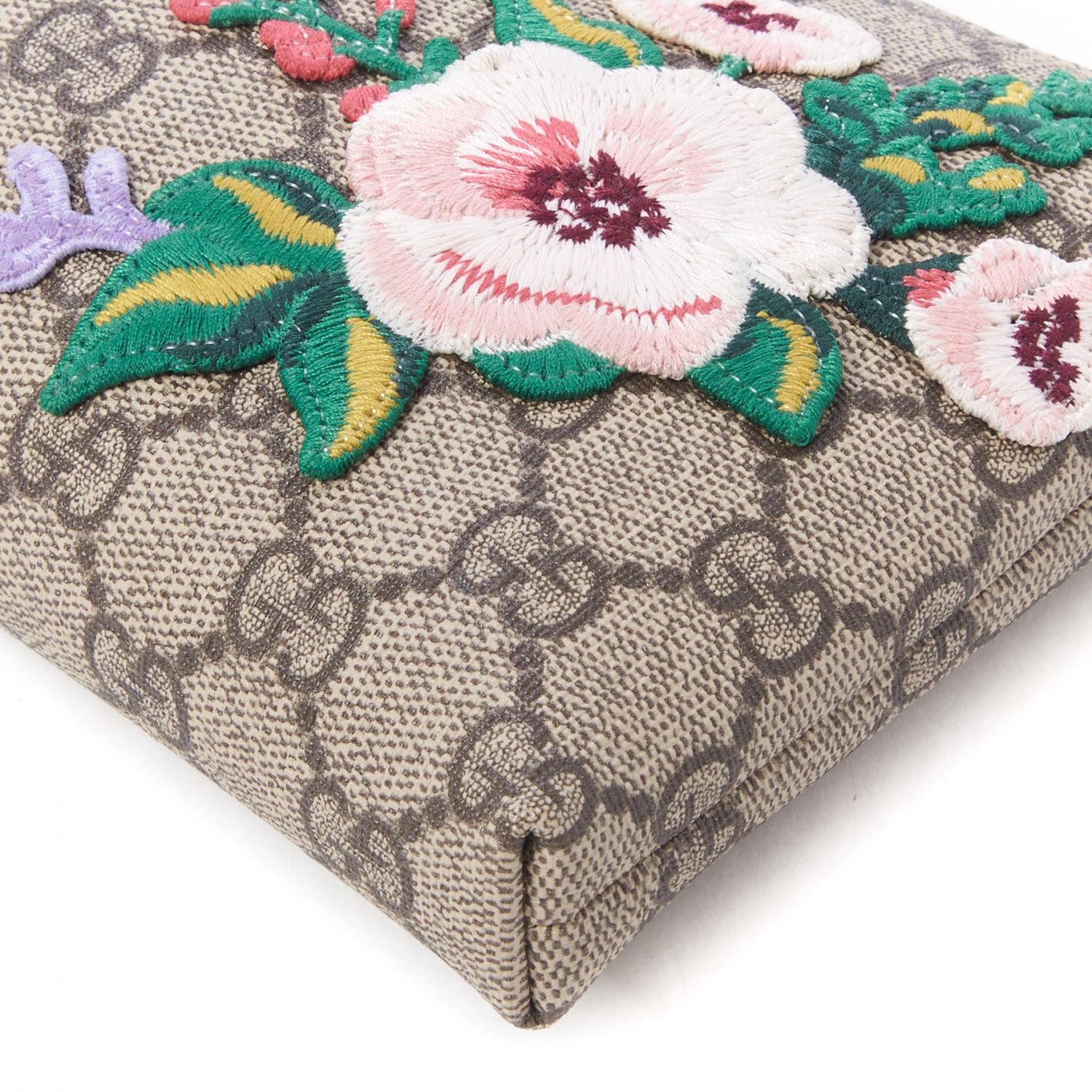 Gucci GG Supreme Monogram Embroidered Flower Chain Wrist Wallet 5 of 9