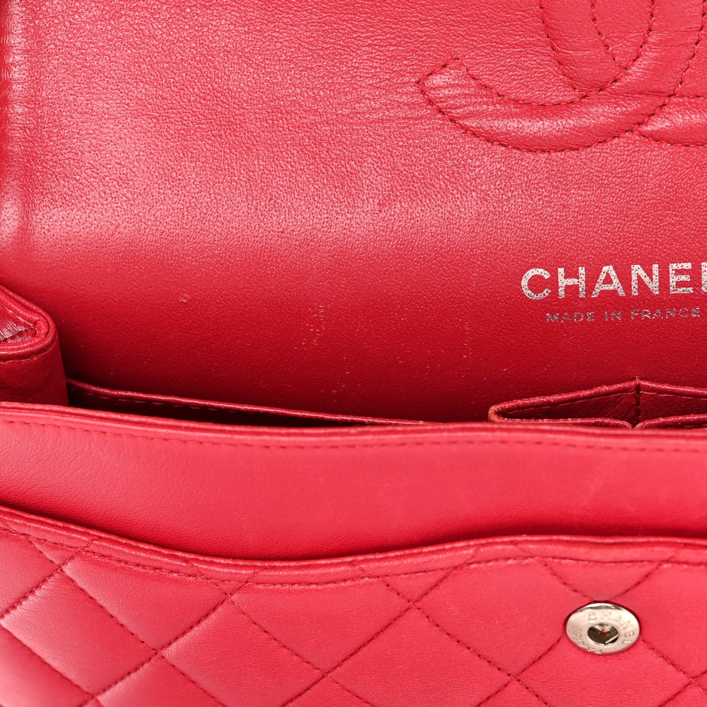 Lambskin Quilted Medium Double Flap Red