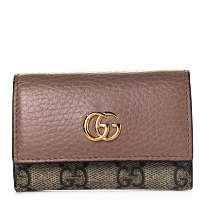 Gucci Dollar Calfskin GG Supreme Monogram GG Marmont 6 Key Holder Case Porcelain Rose Beige Ebony 1 of 9