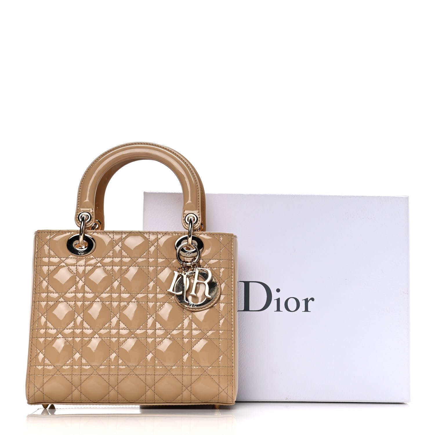 Christian Dior Patent Cannage Medium Lady Dior Beige 11 of 11