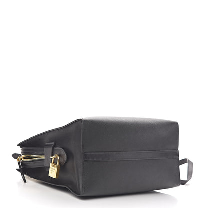 Prada Saffiano City Calf Medium Esplanade Tote Black White 4 of 9