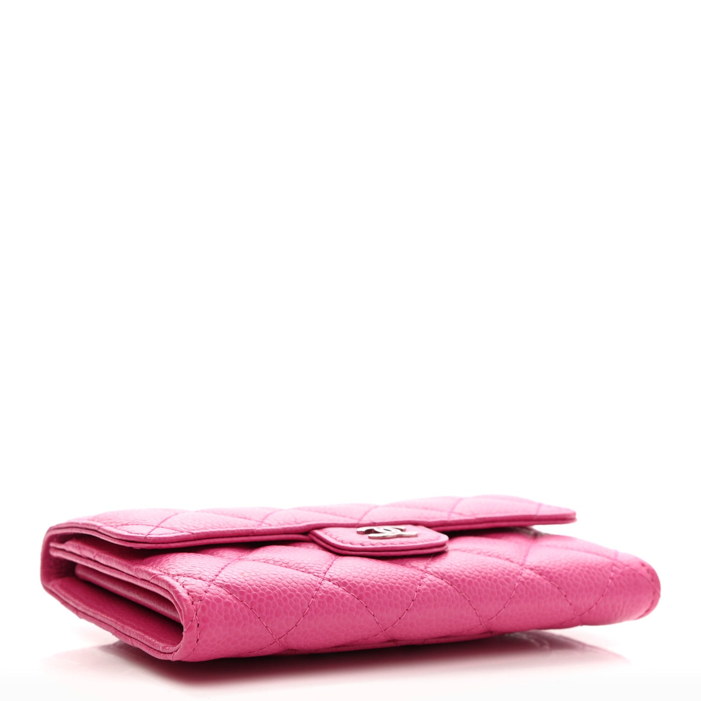 Caviar Quilted Small Flap Wallet Pink