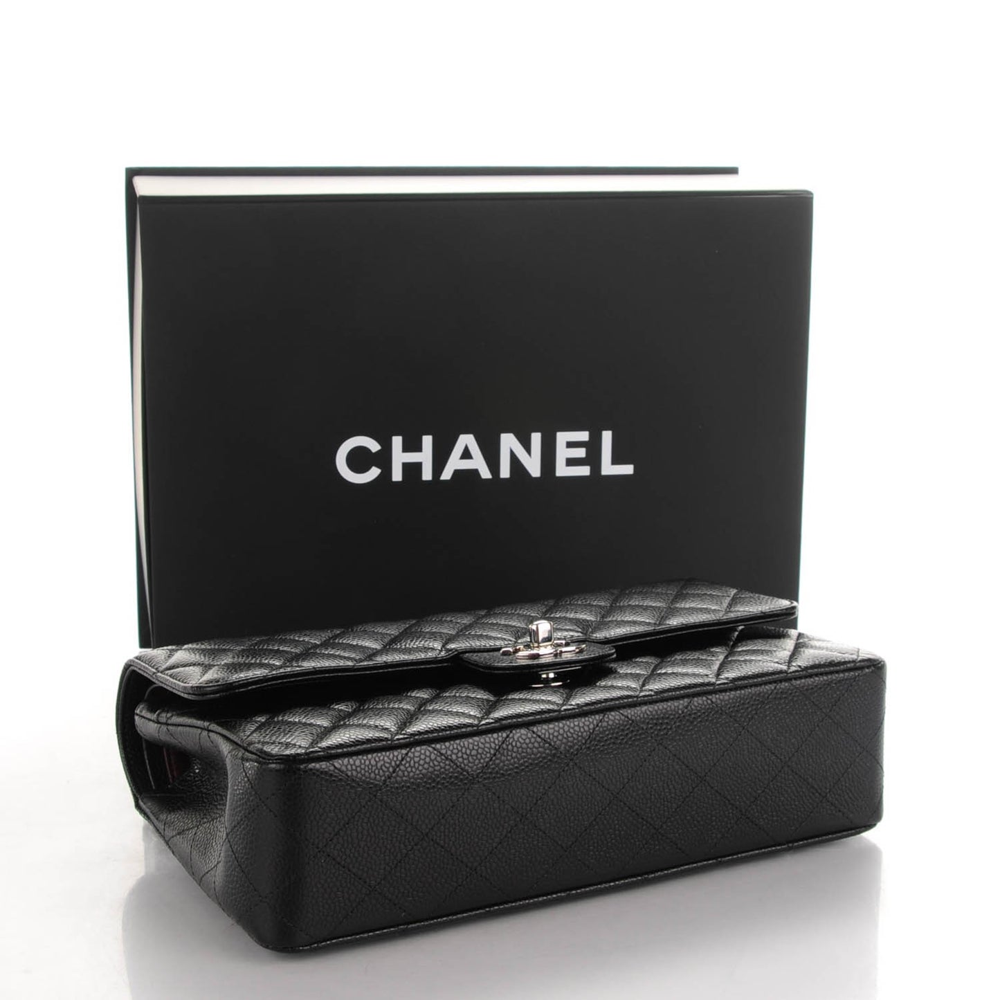 Caviar Quilted Medium Double Flap Black