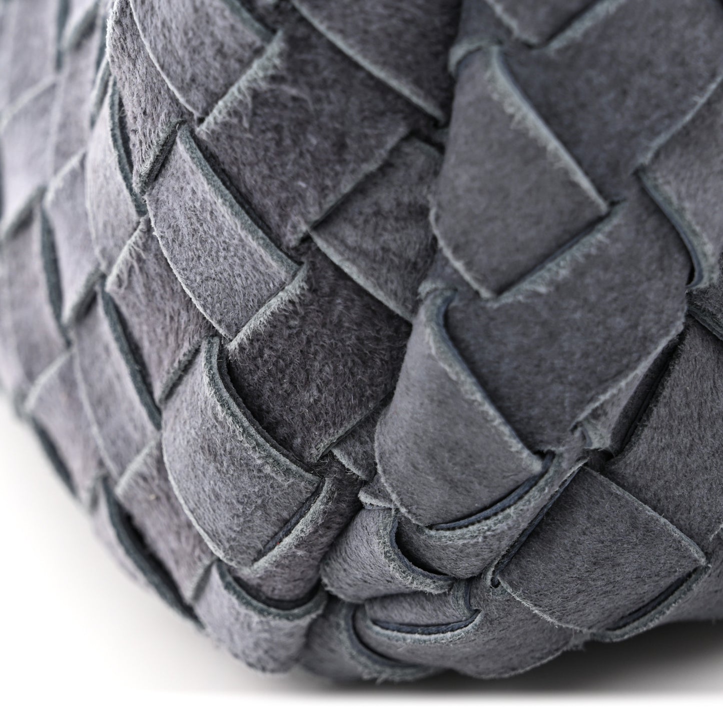 Suede Intrecciato Large Campana Shoulder Bag Cloudy Indigo