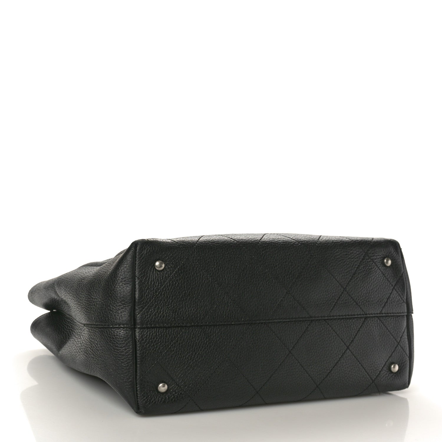 Chanel Deerskin Stitched Medium CC Shopping Tote Black 4 of 15