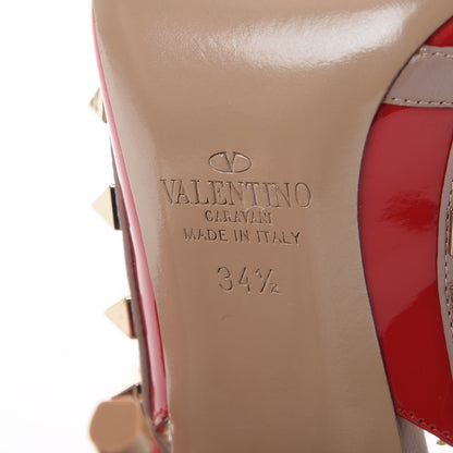 Valentino Garavani Patent Nappa Rockstud Ankle Strap 100mm Pumps 34.5 Rosso Valentino Poudre 6 of 8