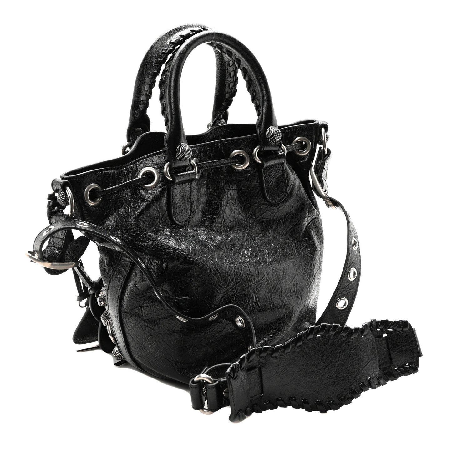 Agneau Arena Small Le Cagole Bucket Bag Black