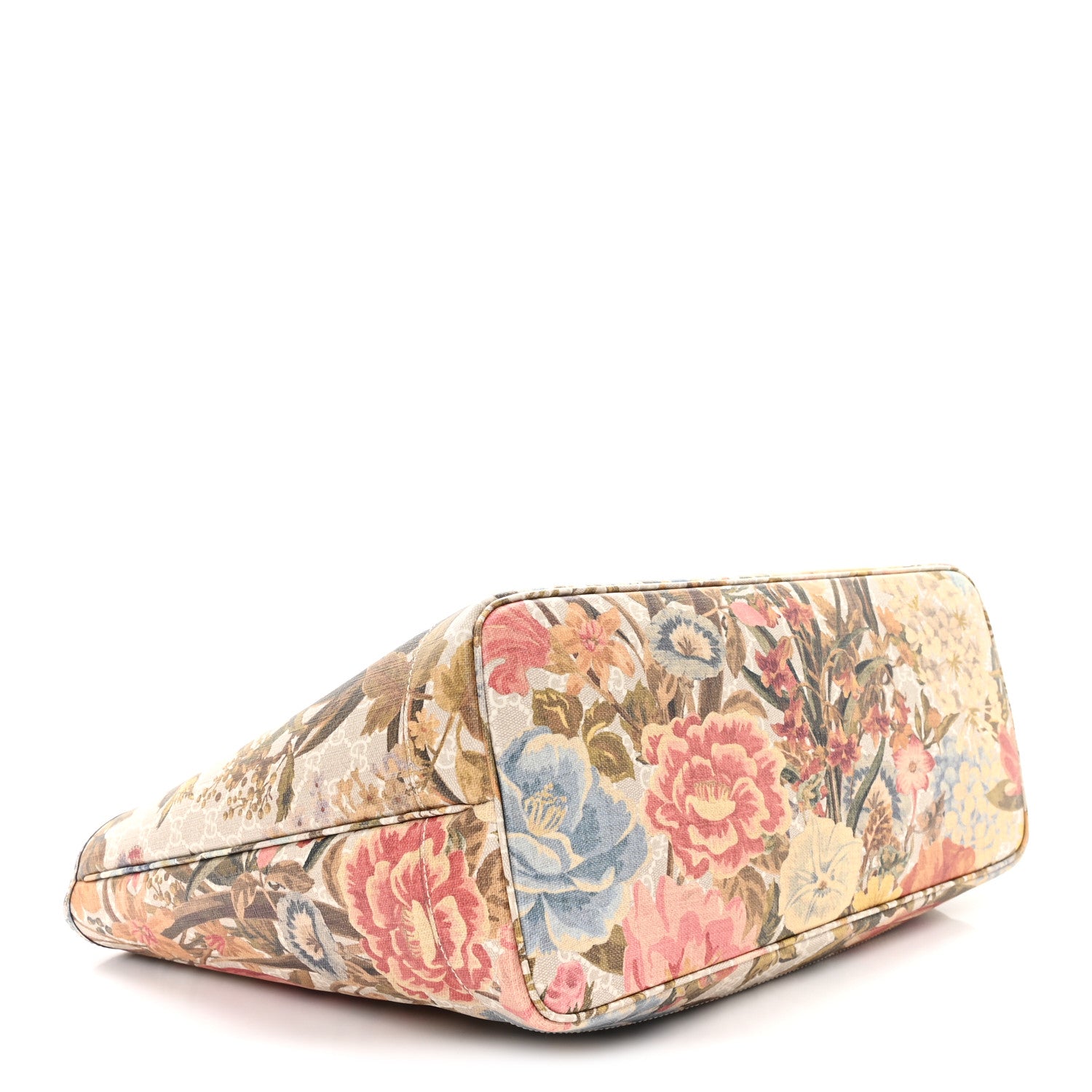 Gucci GG Supreme Monogram Water Flora Web Large Ophidia Tote Beige White Multicolor 4 of 11