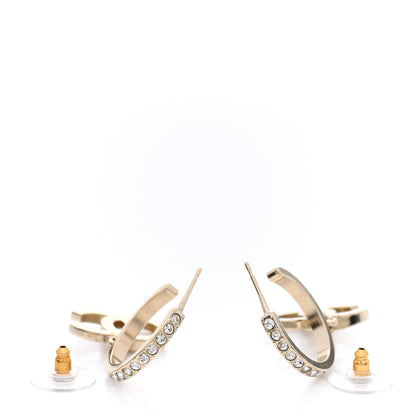 Chanel Crystal Lock Symbols CC Hoop Drop Earrings Gold 3 of 5