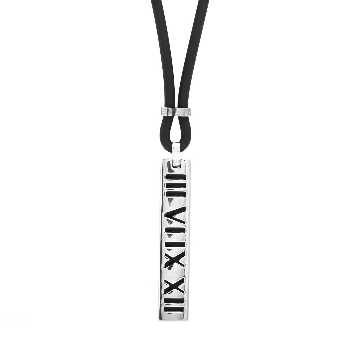 Sterling Silver Rubber Atlas Bar Pendant Necklace