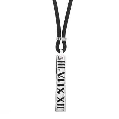 Tiffany Sterling Silver Rubber Atlas Bar Pendant Necklace 3 of 5