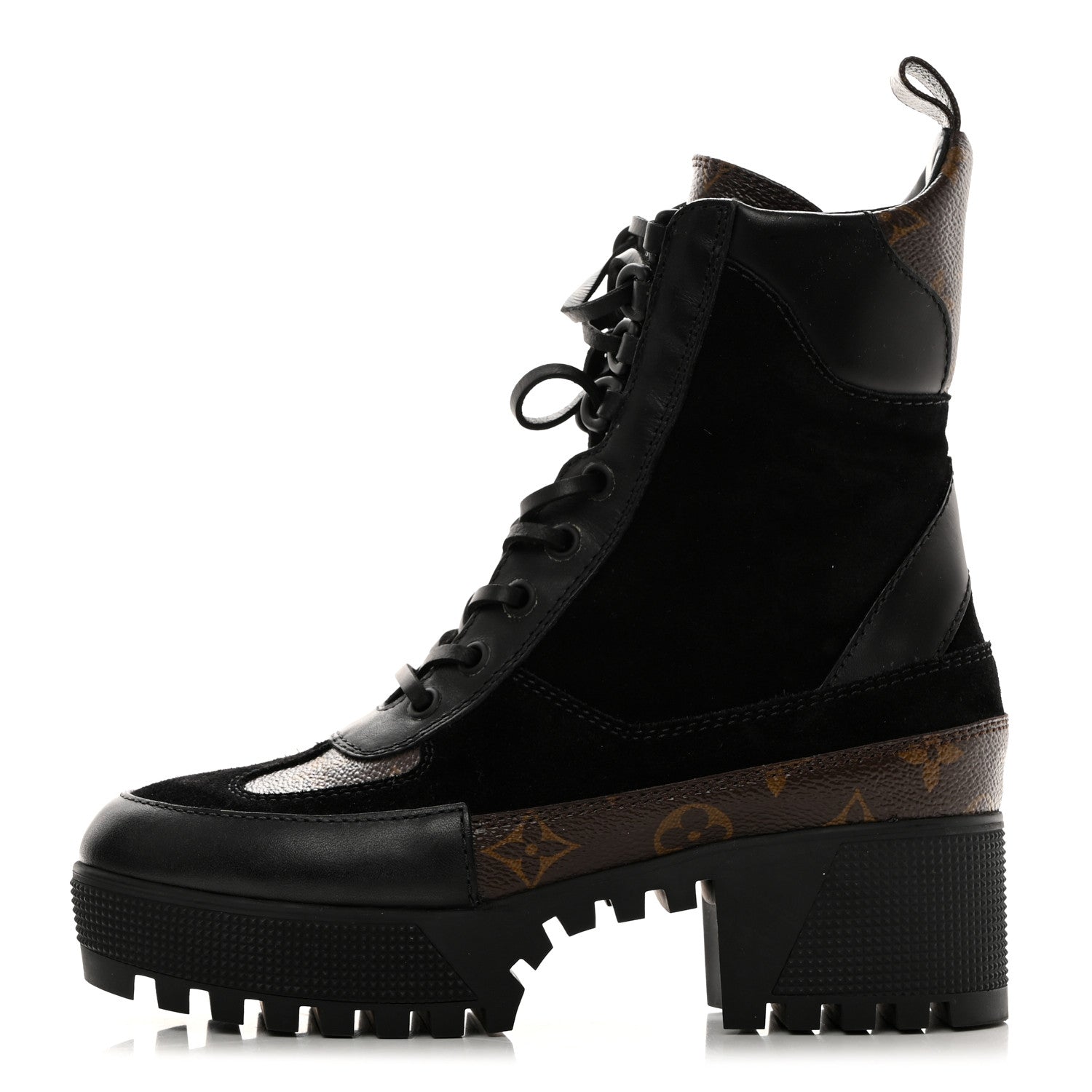 Louis Vuitton Suede Calfskin Monogram Laureate Platform Desert Boots 36 Black 1 of 8
