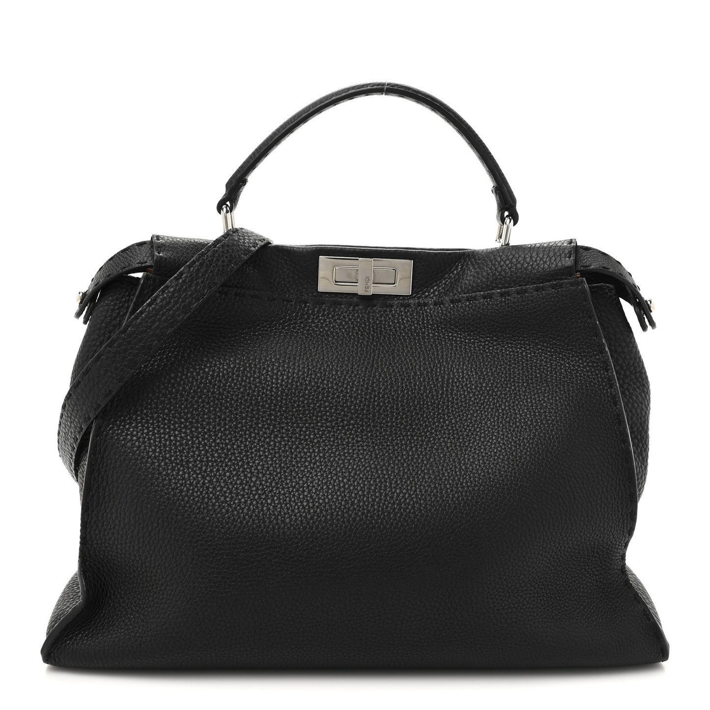 Cuoio Romano Selleria Bi-Color Large Peekaboo Iconic Satchel Black Mou
