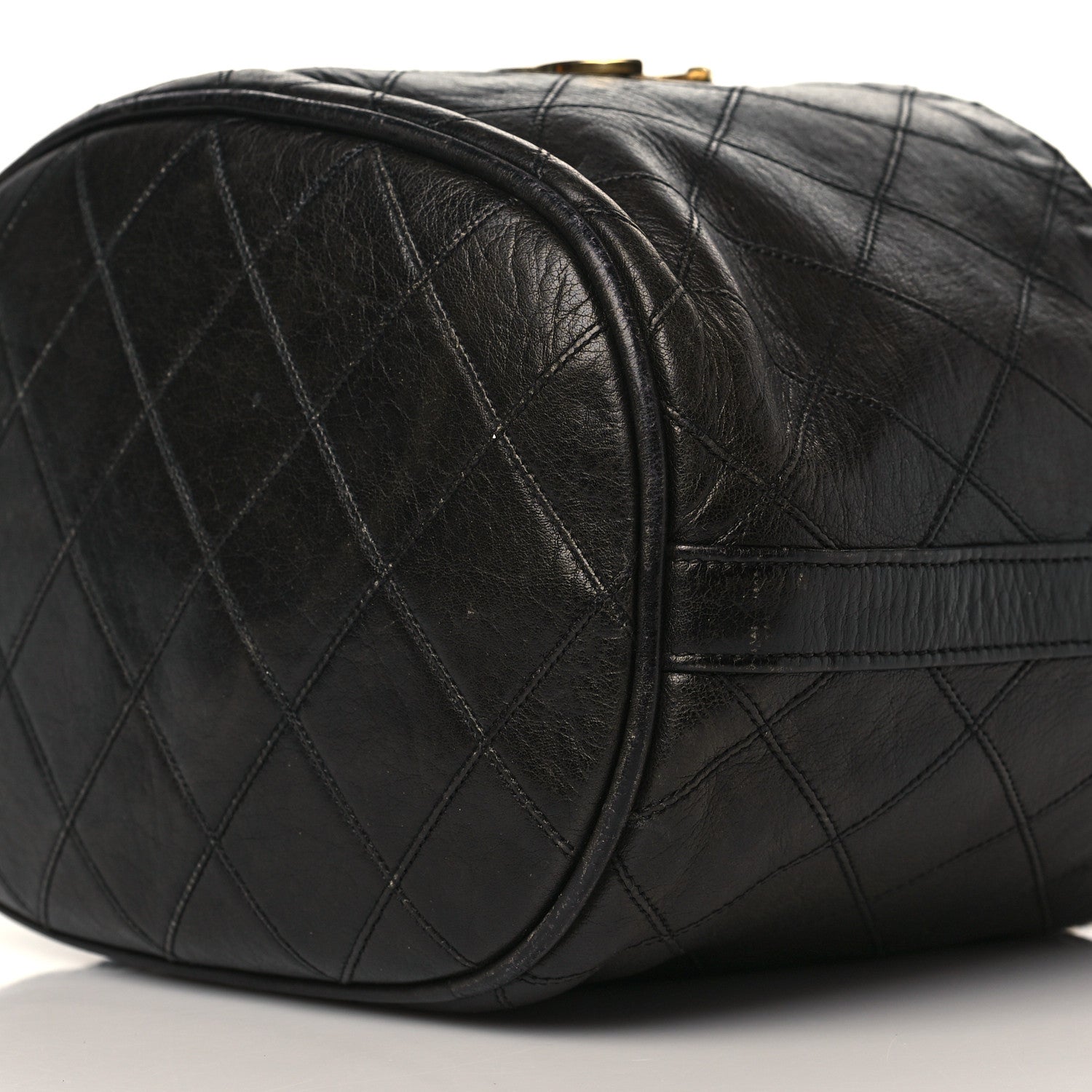 Chanel Lambskin Diamond Stitched CC Drawstring Shoulder Bag Black 9 of 13