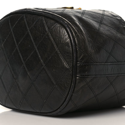 Chanel Lambskin Diamond Stitched CC Drawstring Shoulder Bag Black 9 of 13