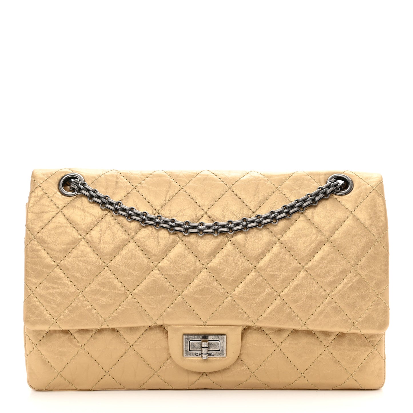 Metallic Aged Calfskin Quilted 2.55 Reissue 226 Flap Gold