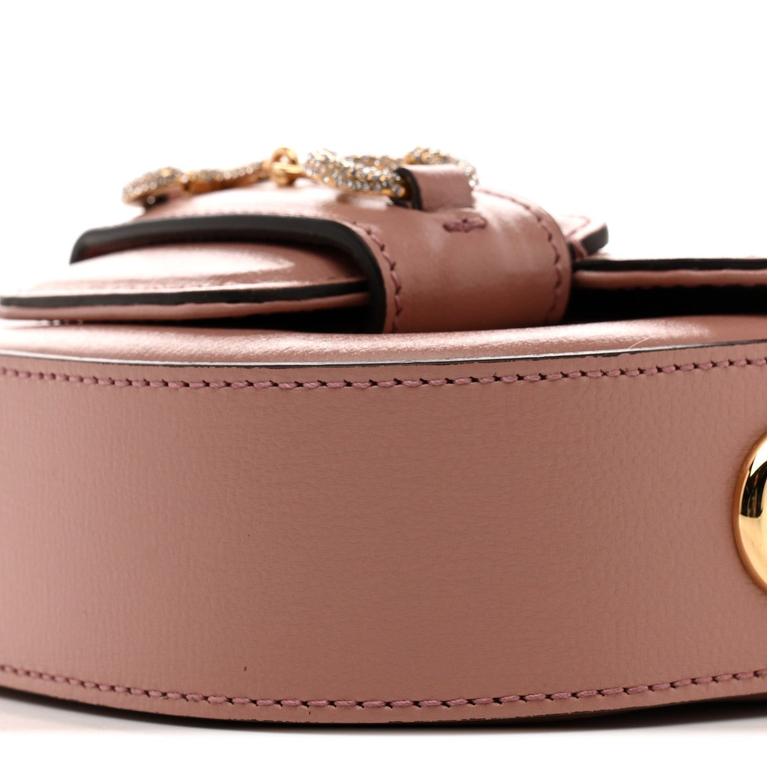 Gucci Azalea Calfskin Crystal GG Monogram Mini Horsebit 1955 Shoulder Bag Pink 10 of 12
