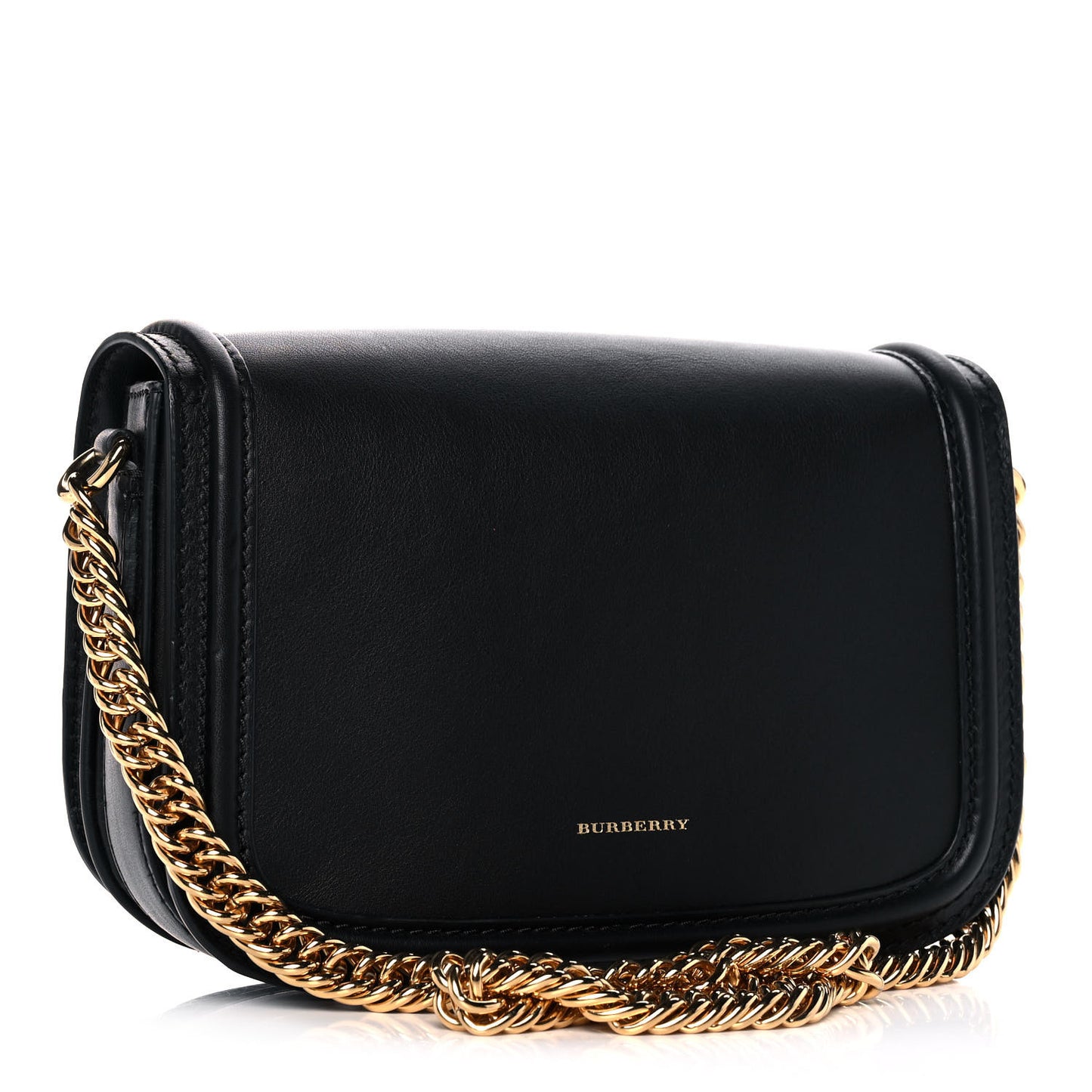 Soft Calfskin Link Flap Crossbody Black
