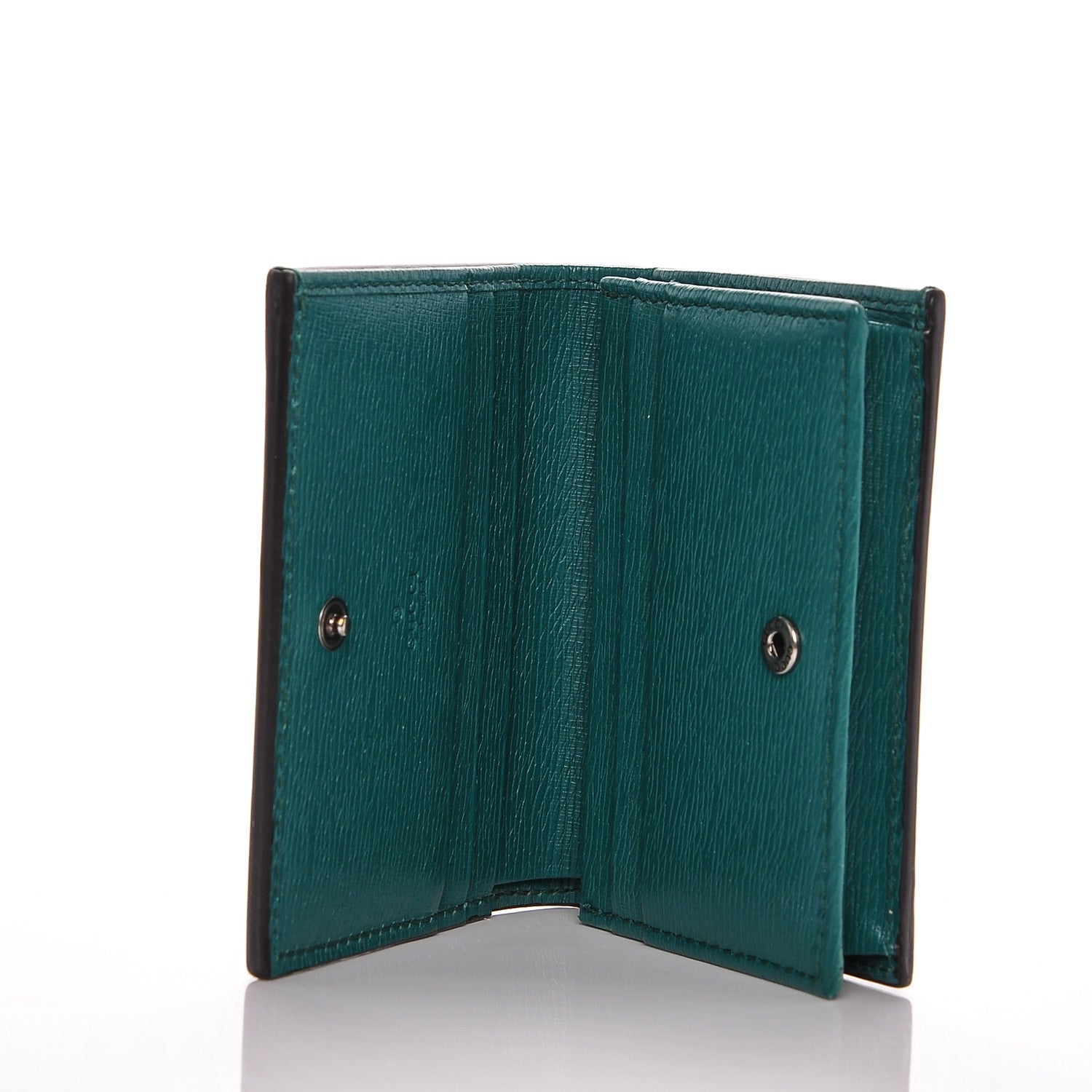 Gucci Shangai Calfskin Blooms Print Card Case Wallet Clear Bright Emerald Multicolor 6 of 6