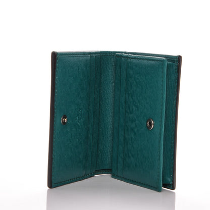 Gucci Shangai Calfskin Blooms Print Card Case Wallet Clear Bright Emerald Multicolor 6 of 6